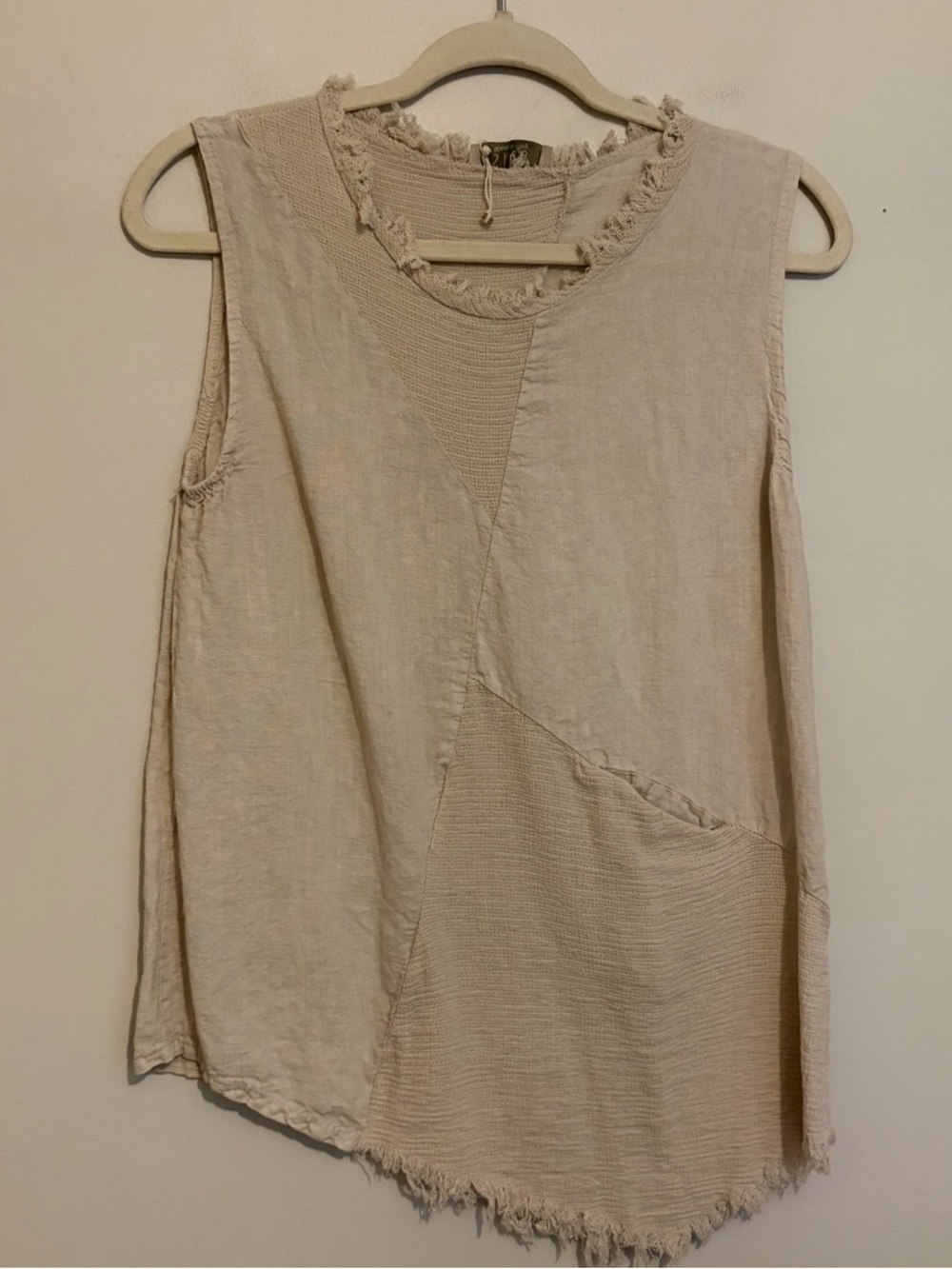 Saga Made in Italy 100% Linen Neutral Asymmetrical Tank Top S Small M Medium